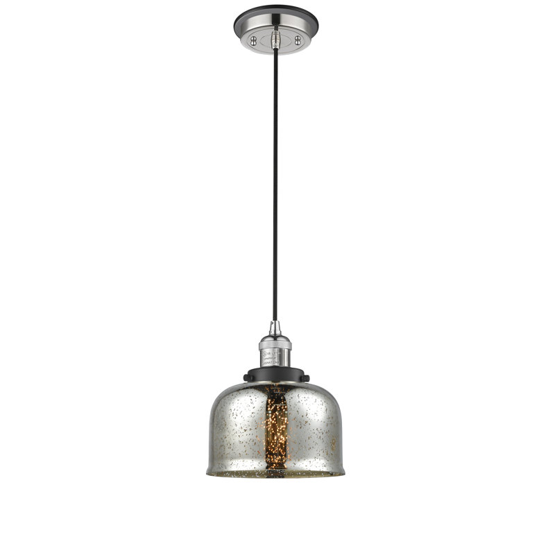 Bissonnette 1 - Light Single Pendant, Silver Plated Mercury, Polished Nickel with Matte Black accents