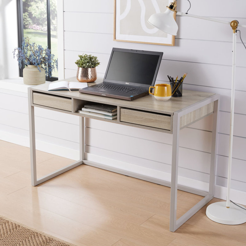 Kraul 120Cm W Rectangular Computer Desk, Brown, Grey