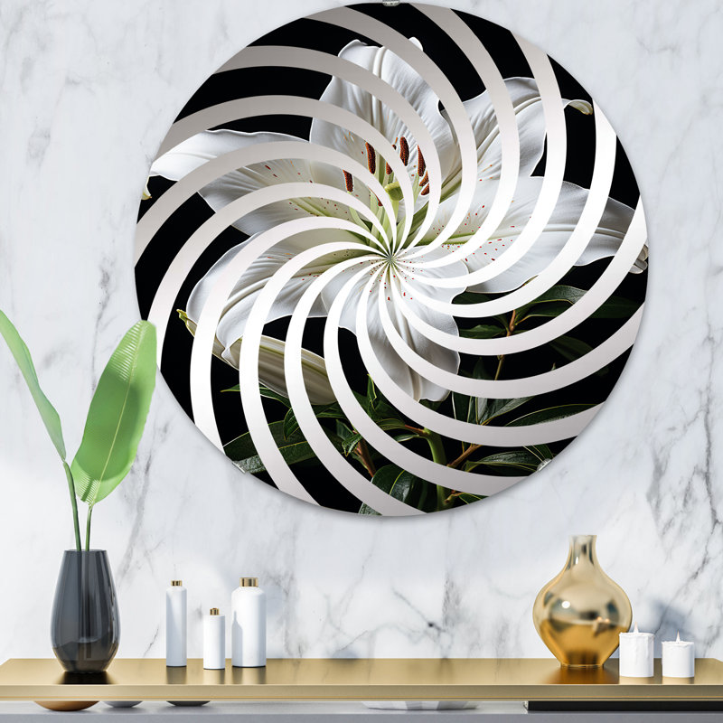 Miroir décoratif noir et blanc Lily Exquis I - Vortex, 31,4 po x 31,4 po