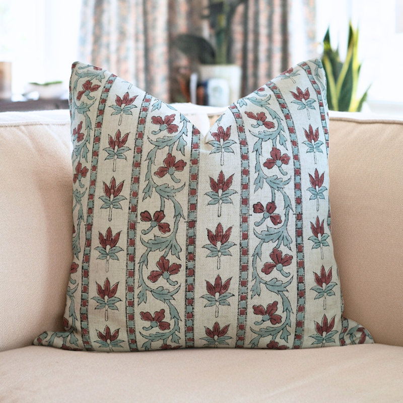 Housse de coussin Fabividine Boho, Carrée, H 18 po x l 18 po, Rouge