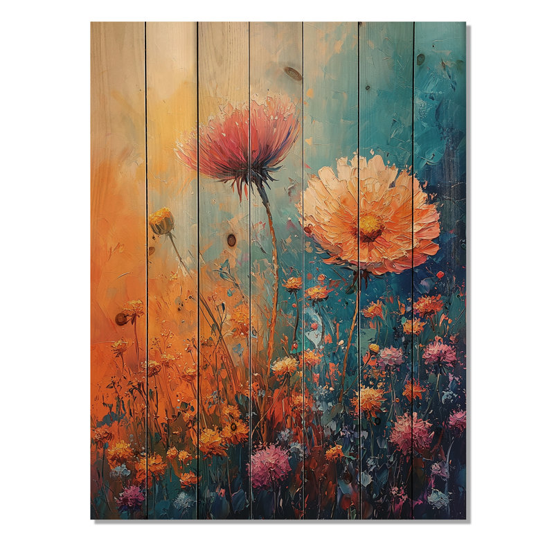 The Gentle Blow P Dandelion In Pastel Colors I - Dandelion Wood Wall Decor - On Natural Pine Wood, 40" H x 30" W x 0.78" D
