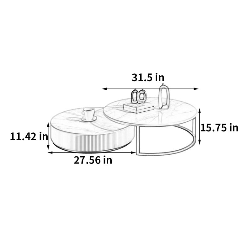 Modern Simple Nesting Rock Slab Coffee Table Set