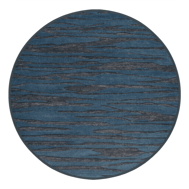 Tapis abstrait gris lavable à la machine, Rond 4 pi