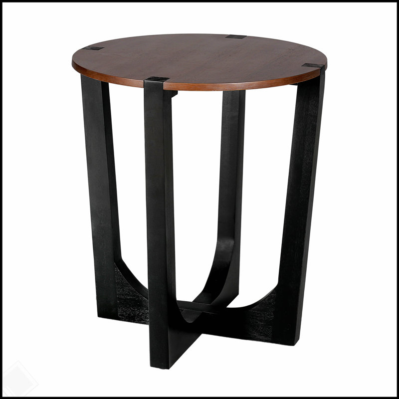 Table d'appoint en bois massif d'acacia avec plateau circulaire et base durable, parfaite pour une utilisation intérieure et extérieure.