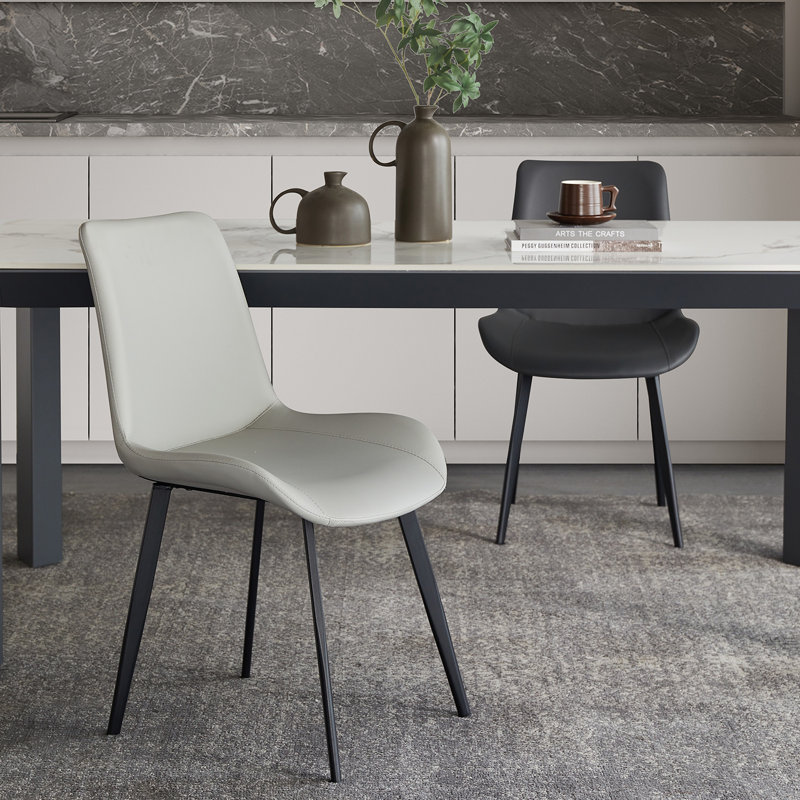 Dining Chairs Faux Leather for Kitchen Dining Room, Comfortable Mid Century Modern Chair with Metal Legs, Upholstered Side Chair for Livingroom