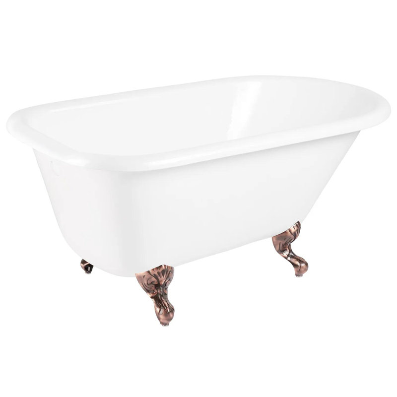 66" Miya Cast Iron Clawfoot Soaking Tub, Oil Rubbed Bronze, Wall Mount