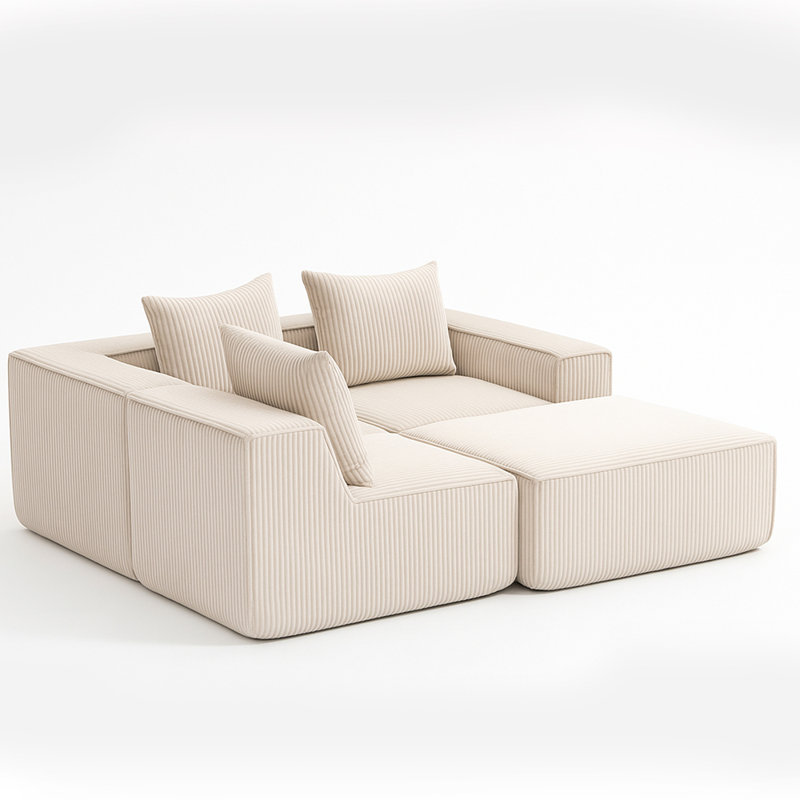 Canapé modulaire en velours côtelé Boneless, Beige