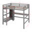 Lit mezzanine avec bureau sous le lit, cadre de lit mezzanine en bois massif avec tablettes de rangement pour adolescents-552068772