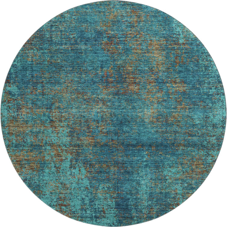 Premium Machine Washable Prisco Teal Rug