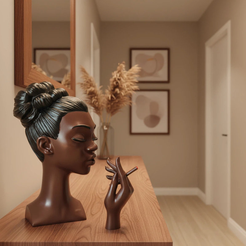 Elegant Black women Incense Burner - Handmade Resin Meditation Statue