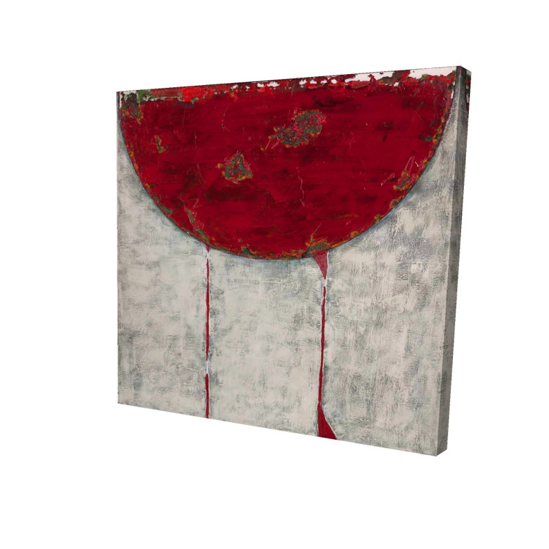Red Half Circle Abstract Canvas | Bedroom Wall Art Decor
