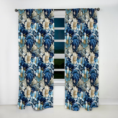 Nautique Allure Paisley Motif IV - Rideau floral - Rideau floral obscurcissant en velours