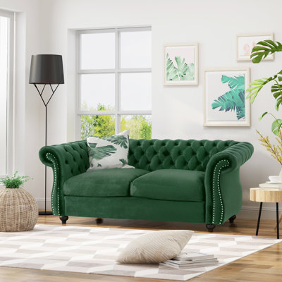 Elegant 2 In Velvet, Deep Button Tufting, 60.34" W X 34.28" D 27.28" H Stylish Style, , Nailhead Trim, 60.34"W 34.28"D 27.28"H