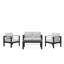 Ensemble de conversation moderne en aluminium 4 pièces pour patio, canapé 4 places avec coussins gris clair épais et structure noire et table basse