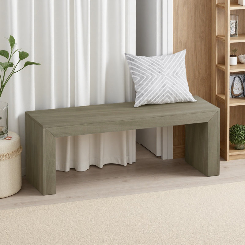 Banc en bois massif Oswisserie, Chêne gris clair, H 18 po x l 48 po x P 15 po