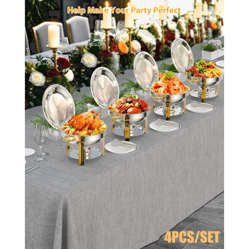4 pièces Réchaud pour buffet 5 pte Chauffe-plats ronds en acier inoxydable