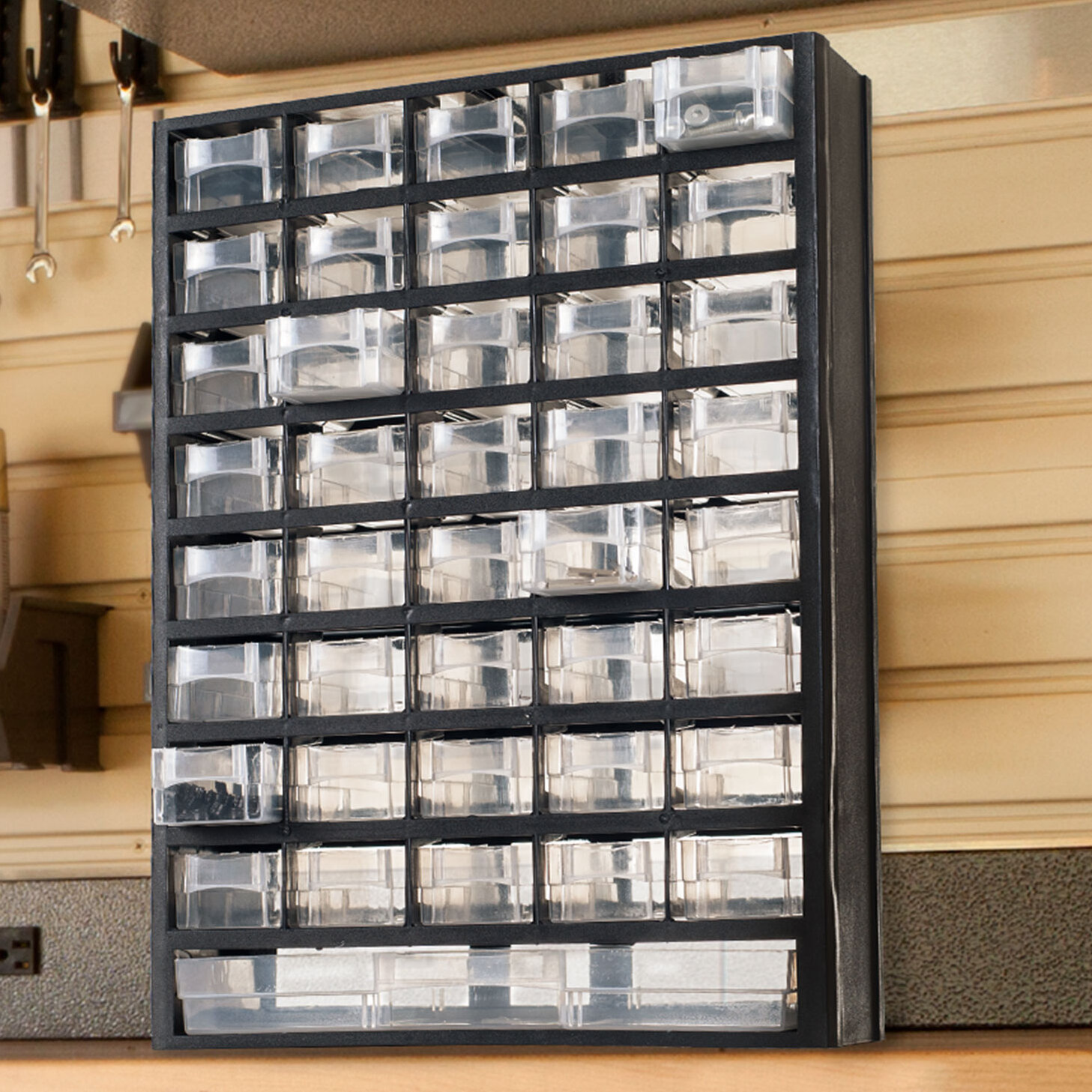Stalwart Storage Drawers-64 Compartment Organizer Desktop or Wall Mountab