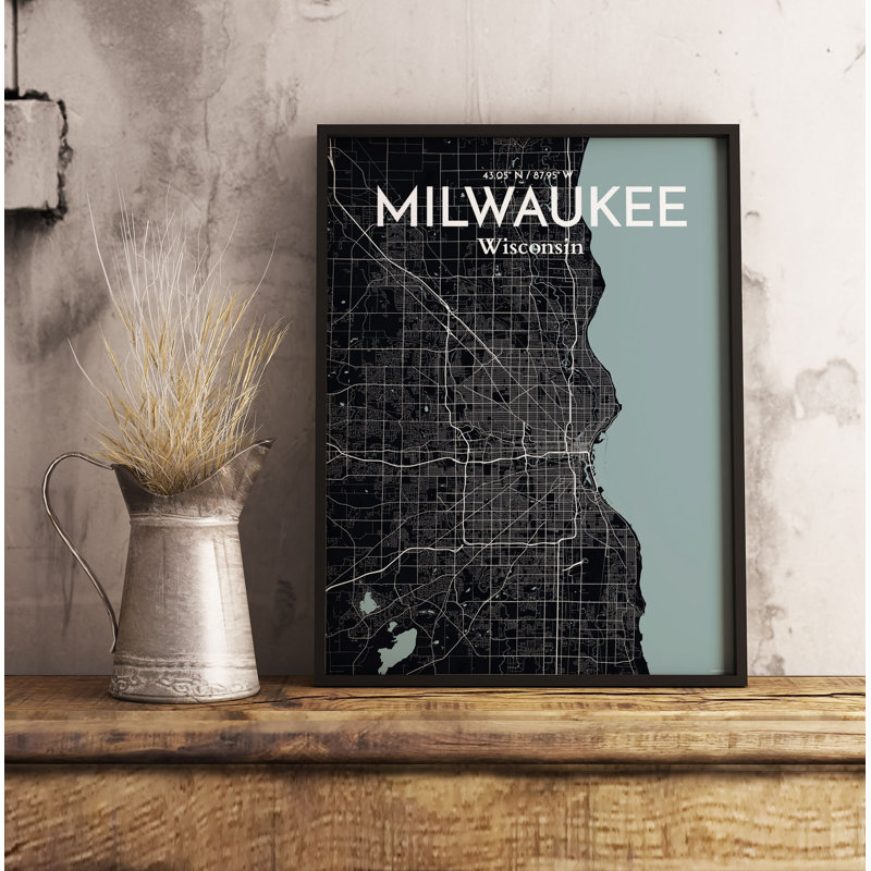 Milwaukee City Map - No Frame Print, 43.2cm H x 27.9cm W x 0.13cm D