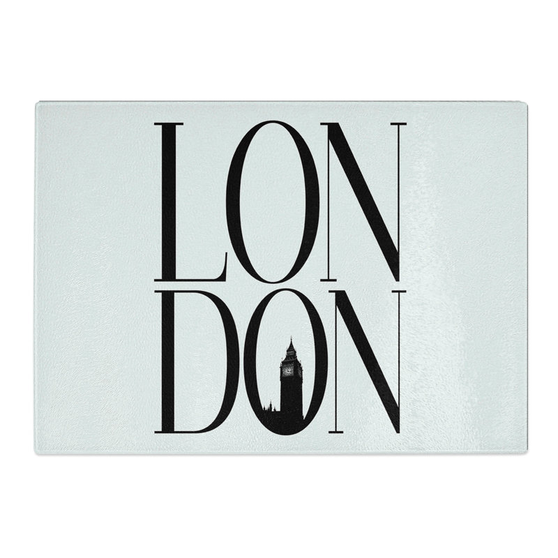 London V2 Typography Chopping Board, 20cm W x 28.5cm L