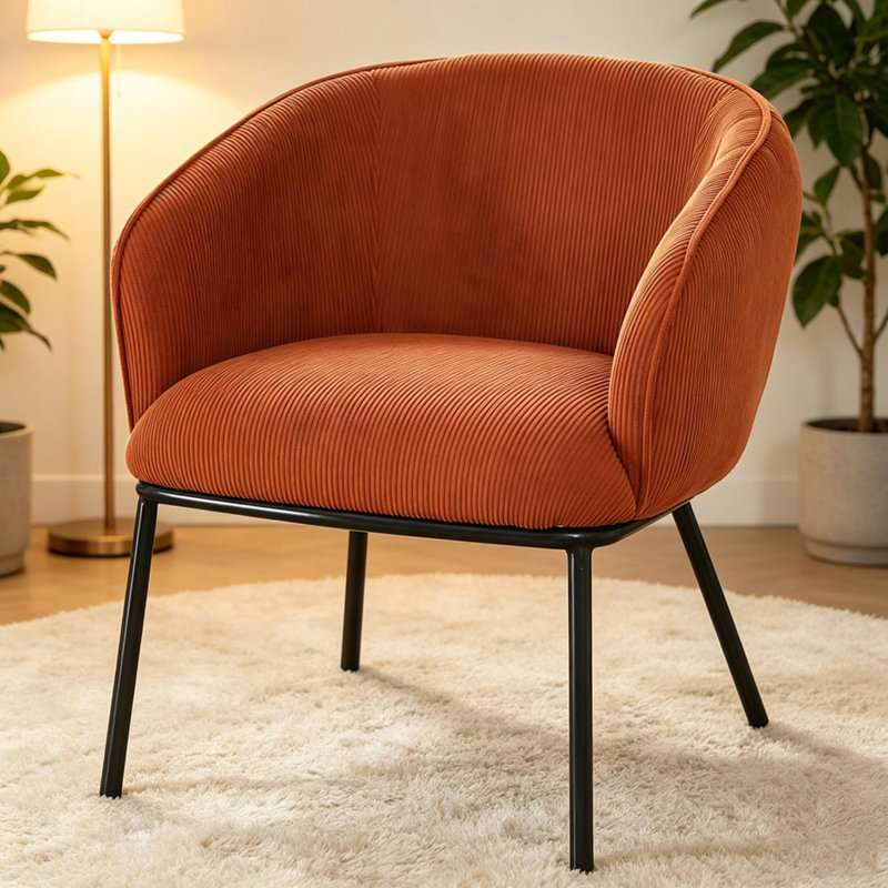 Fauteuil demi-tonneau Mid-Century, Orange