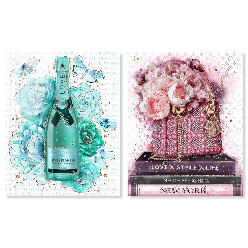 Blush Parisian Glam, ensemble de 2 décorations murales Glam, H 24 po x l 20 po