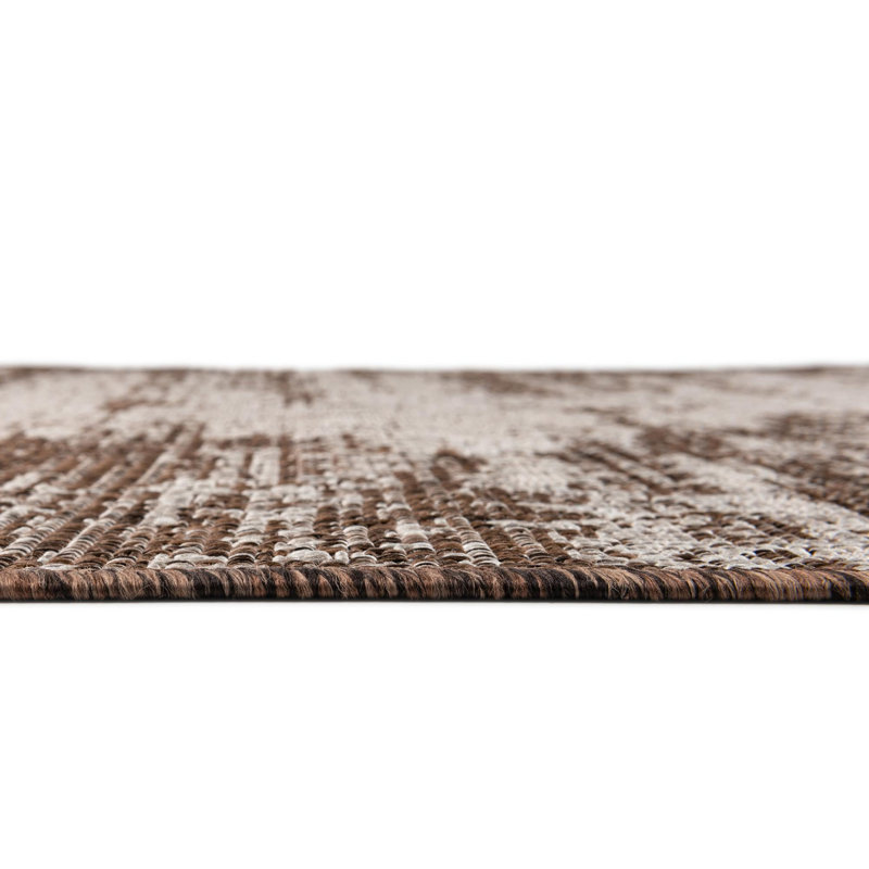 Tapis brun intérieur / extérieur moderne Cartago, Rectangle 7 pi 10 po x 11 pi