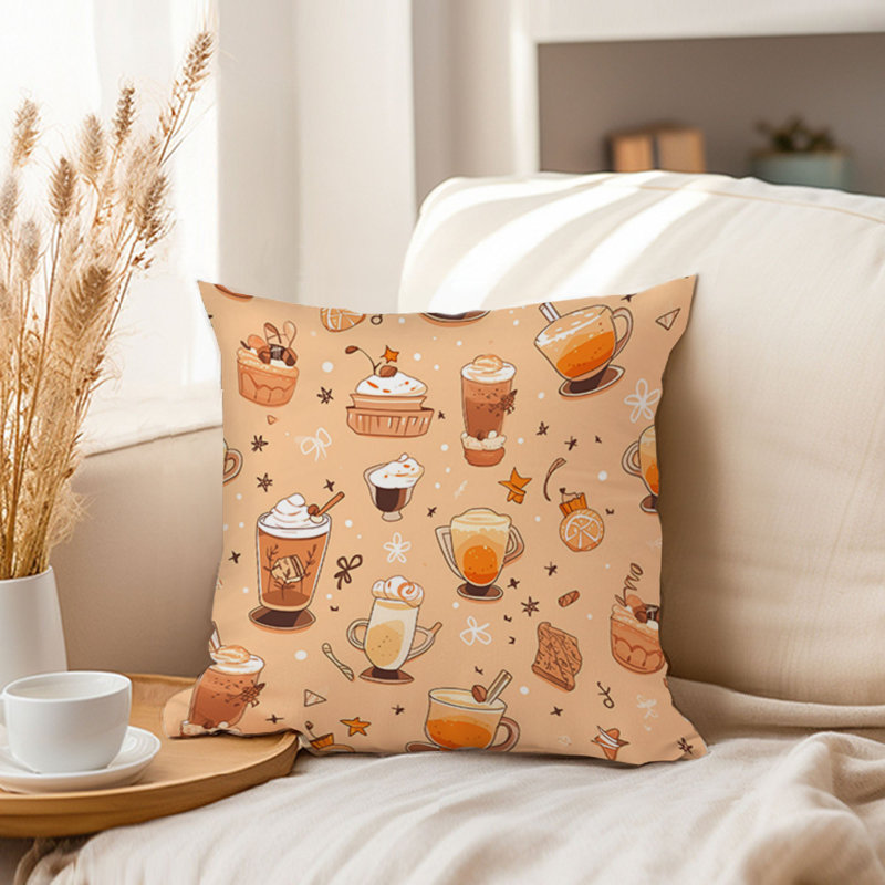 Holiday Fall Thanksgiving Pattern I Coffee, 20"H x 20"W