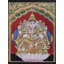 Lord Ganesha assis sur un trône | Couleurs traditionnelles avec or 24 carats | Tanjore avec cadre en bois de teck