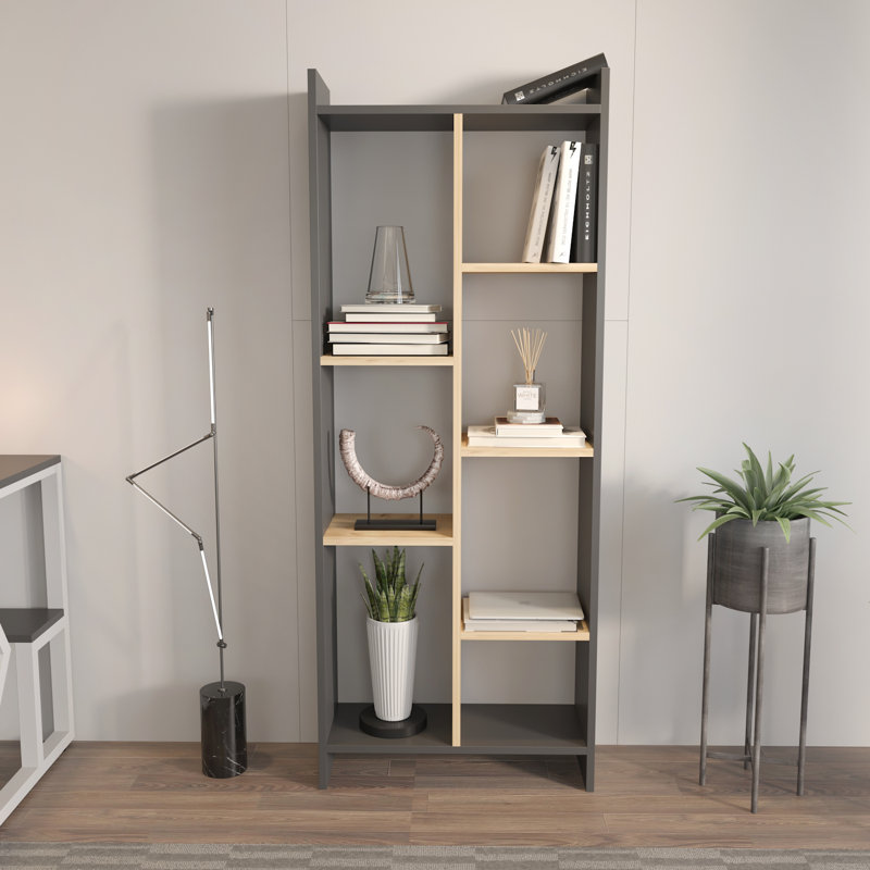 Leniah Bookcase, Sapphire Oak, Sapphire Oak/Anthracite
