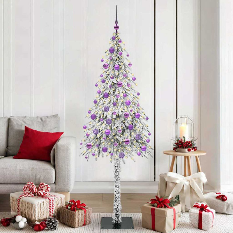 Christmas Tree with 150 LEDs PE and Steel, Purple, 5.91' H
