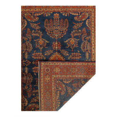 Navy Blue Fine Hand Knotted Persian sarouk Design 9'X 12'