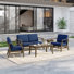 Clinkscales Teak Outdoor Four-person Patio Set with Cushions and Two Tables