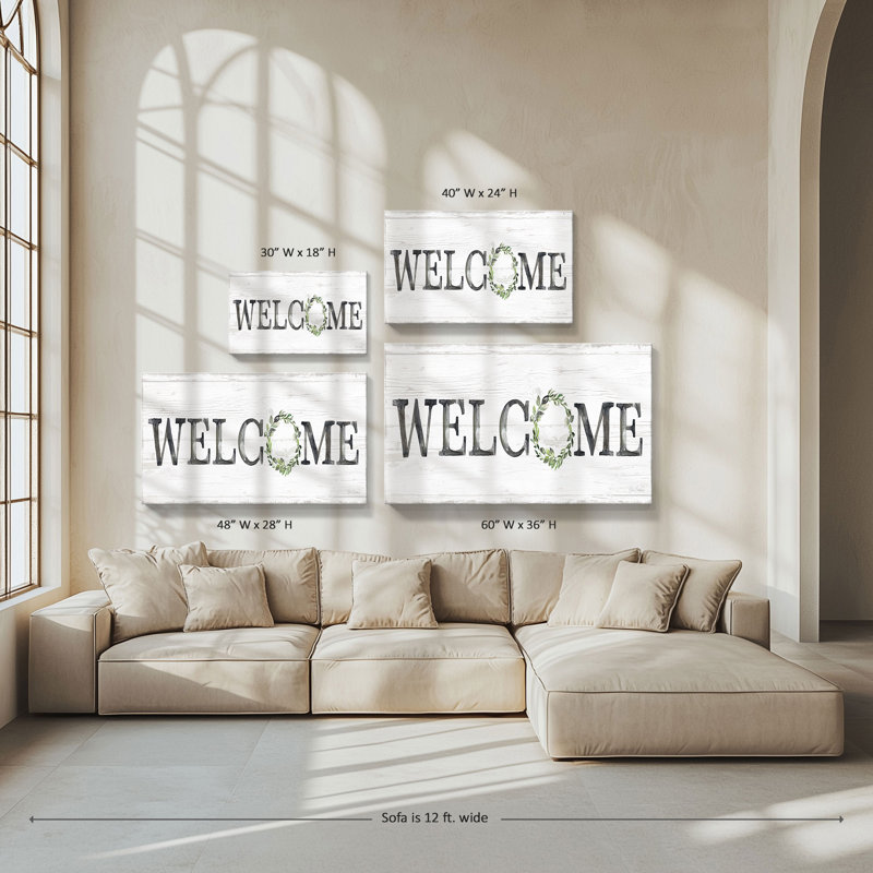 "Welcome Wreath" by Kristen Brockmon Print on Canvas, 36" H x 60" W x 1.5" D