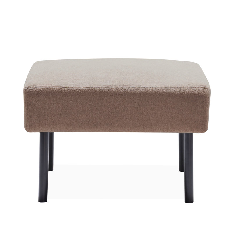 Fabric Square Ottoman With Four Legs, Beige