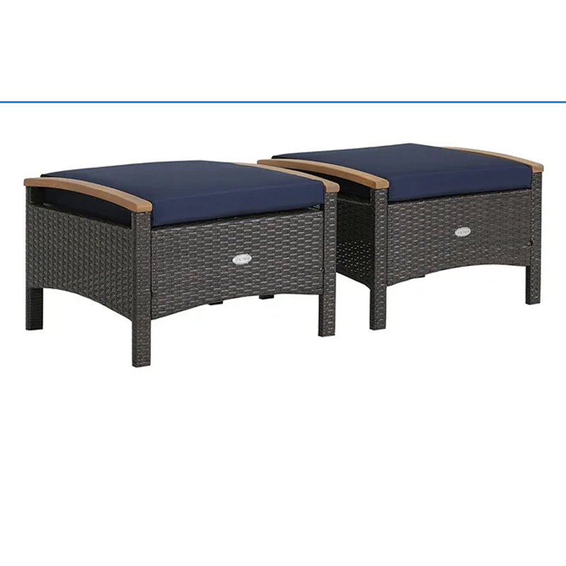Repose-pieds d'extérieur avec coussin Ansby, Bleu marine