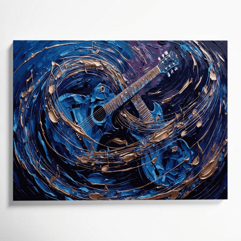 Art musical sur toile bleue, H 8 po x l 10 po