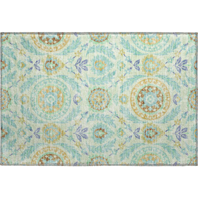 Premium Machine Washable Prisco Mint Rug