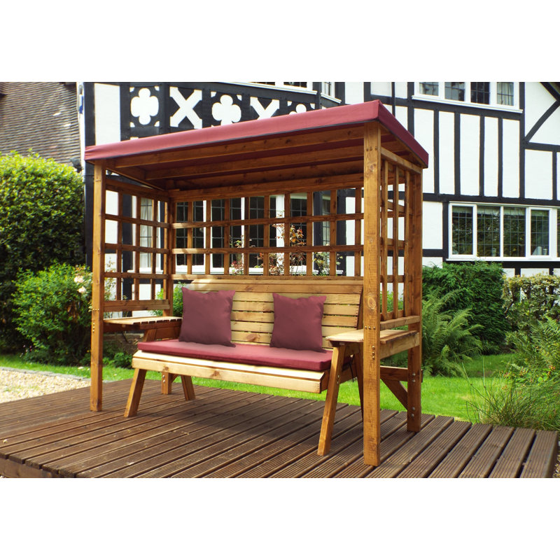 Figueroa Solid Wood Outdoor Bench, Burgundy