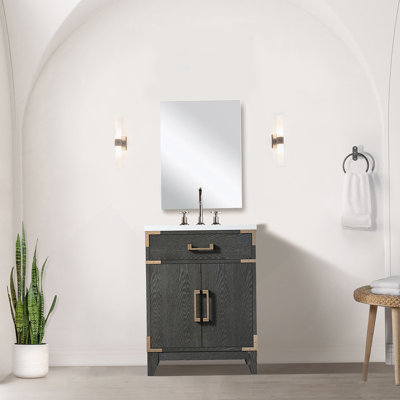 Meuble-lavabo simple 24 po X P 18 po P, comptoir en acrylique et Miroir