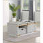 Table basse de salon de style rustique blanc antique 1 pièce avec tablettes ouvertes