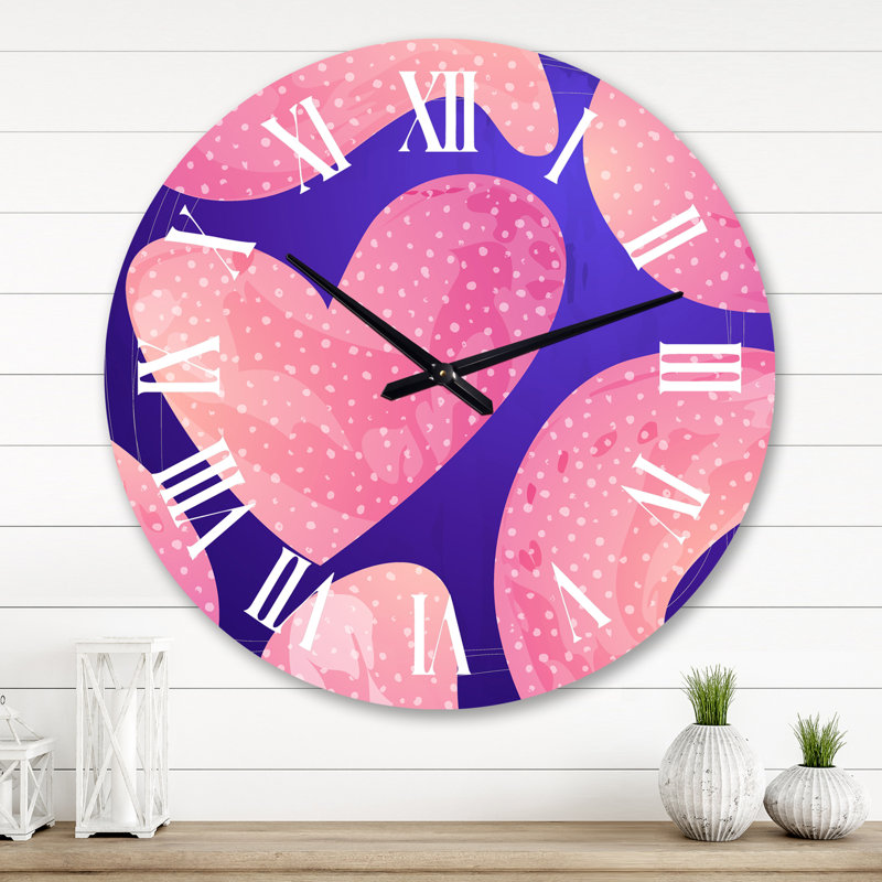 Horloge murale rose à formes fluides minimalistes I, Grand