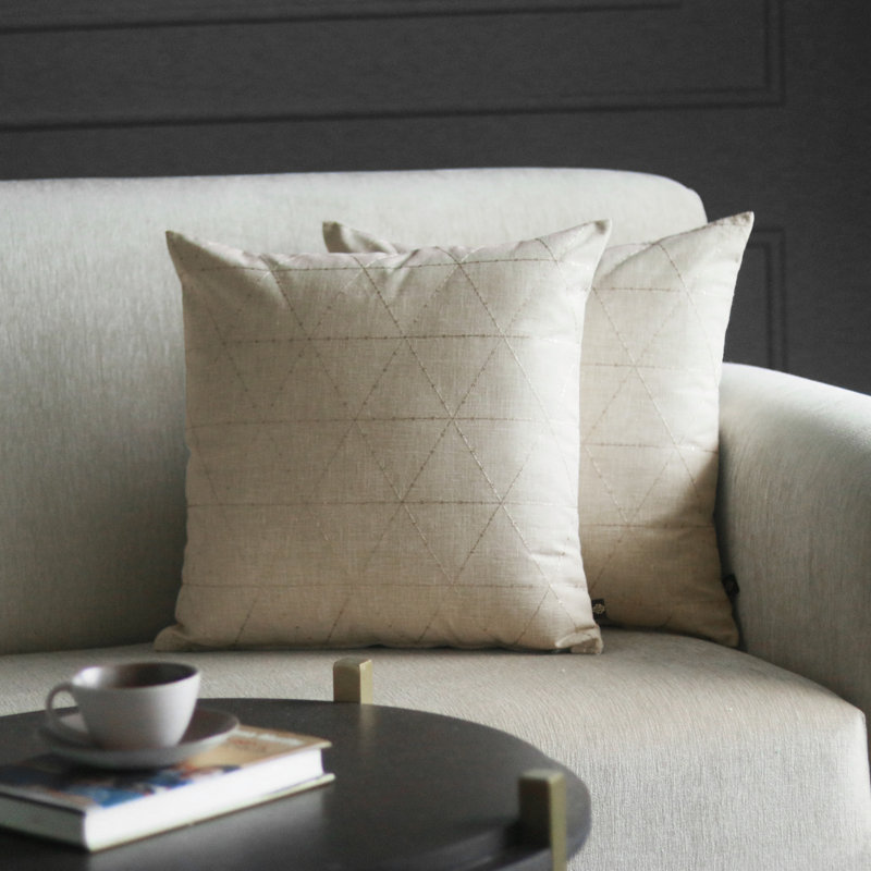 Housse / housse de coussin en coton brodé avec fermeture à glissière Lunex de 2 (taille: 18 x 18 pouces), Beige