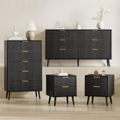 4 Piece Bedroom Set, Dresser And Nightstands Set