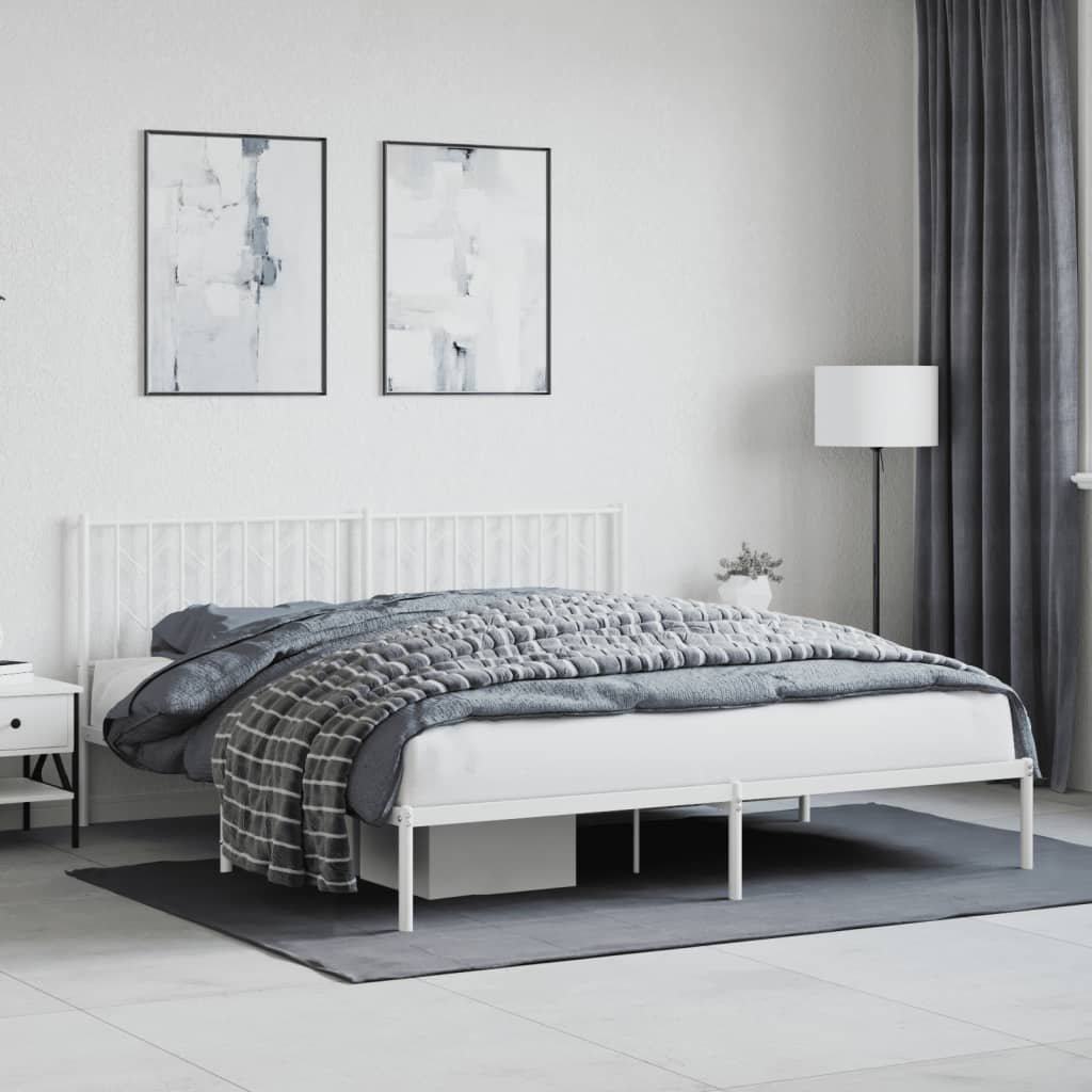 VIDAXL Metal Bed Frame - White - 187cm - Image 3