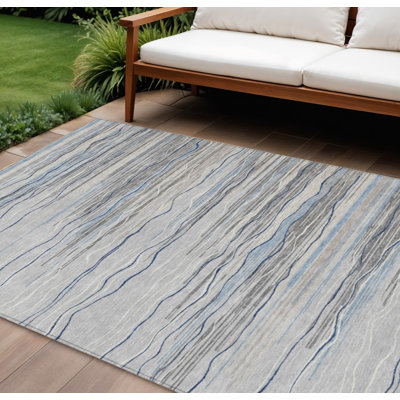 Tapis intérieur lavable rayé gris 8 pi x 10 pi