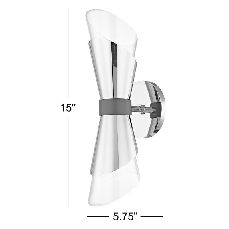 Angie Steel Armed Sconce, Polished Nickel