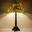 Lampe de table Tiffany en verre coloré rouge et vert 12 x 12 x 21 pouces