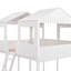 Lit double superposé au-dessus de bois - blanc, avec une conception amusante et fonctionnelle avec toit, fenêtre, garde-corps, maisonnette de taille pour une chambre joyeuse