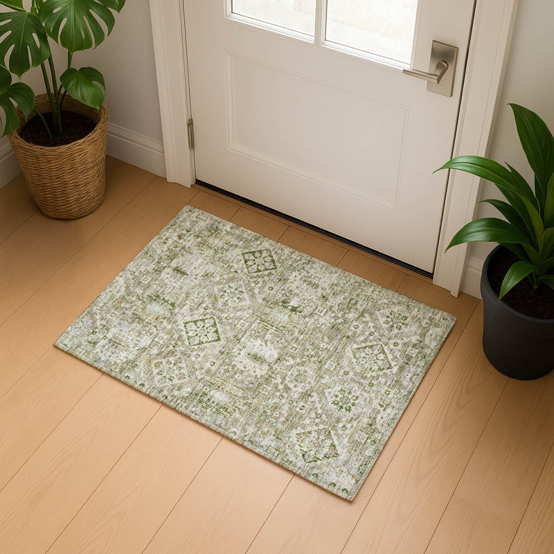Premium Machine Washable Ariel Global Rug, Rectangle 1'8" x 2'6"