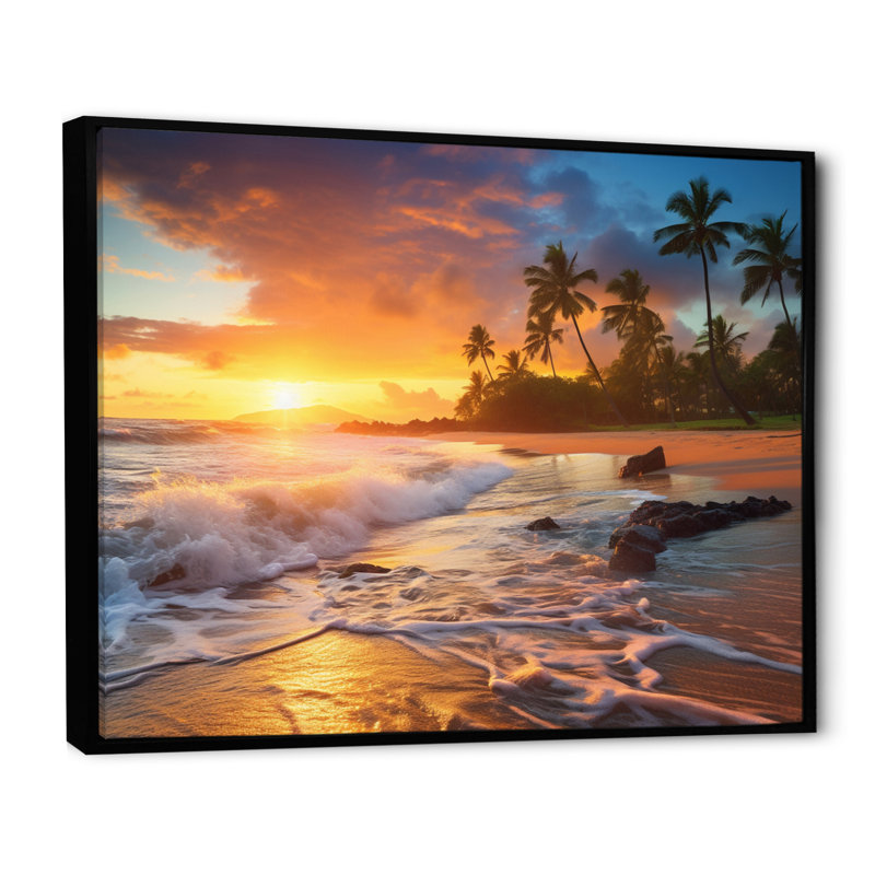 Photo de plage Sunset Serenade X, Cadre flottant noir, H 24 po x l 32 po x P 1 po